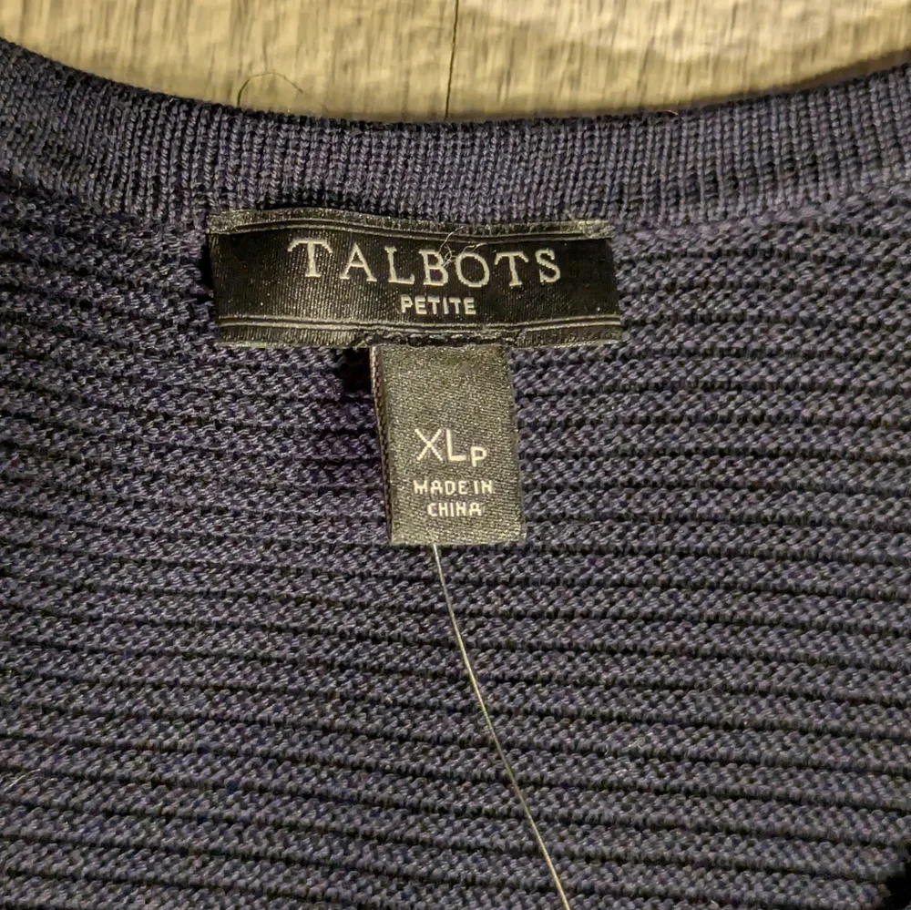 NWT‎ Women's Talbots Open Cardigan Sweater Navy White Stripe Classic XLP